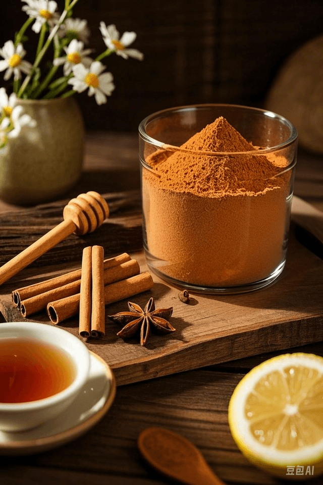 Fresh cinnamon sticks, ground cinnamon, honey and lemon